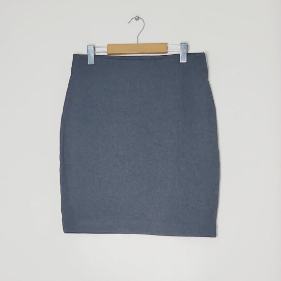Lord & Taylor Women's Dark Gray Charcoal Solid High-Waisted Mini Pencil Skirt L - Picture 1 of 8